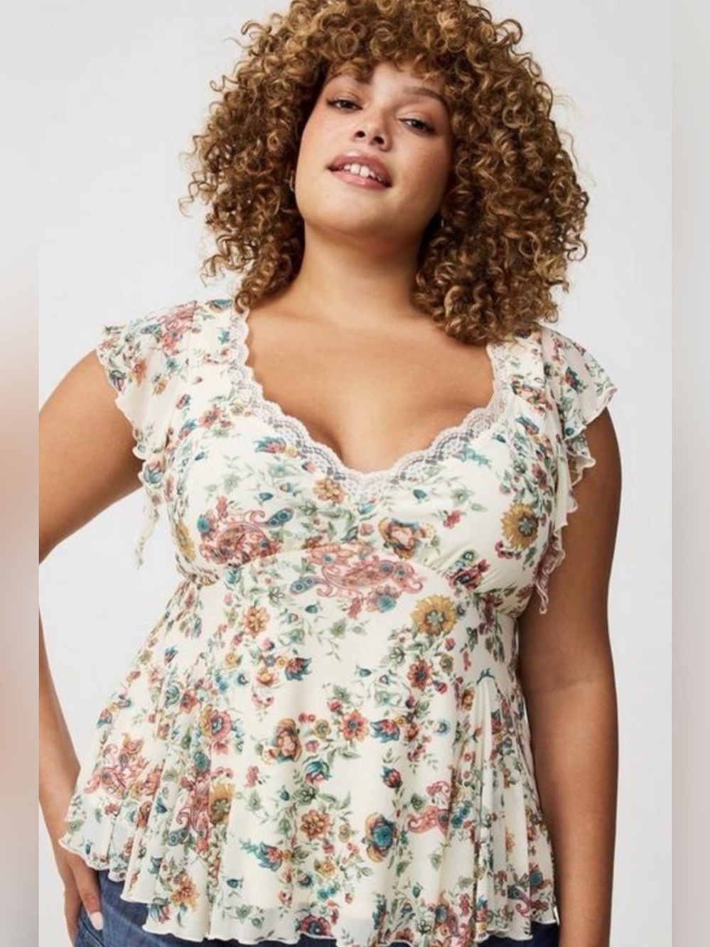 Torrid Flutter Fit and Flare Mesh Top size 1